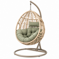 Hängesessel 105 x 105 x 195 cm Rattan Natur Grün mit Metallgestell für Innenbereiche