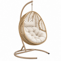 Hängesessel 95 x 95 x 195 cm Metall Geflecht Beige mit Standgestell