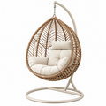 Hängesessel 105 x 105 x 195 cm aus Geflecht in Natur Beige mit Metallgestell