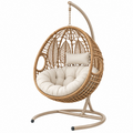 Hängesessel 105 x 105 x 195 cm Rattan Natur mit Metallgestell im Boho-Stil