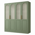 Kleiderschrank 160 x 55 x 200 cm Grün Holzwerkstoff mit Riffelglas im modernen Stil
