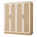Kleiderschrank 200 x 60 x 220 cm Holzwerkstoff Beige mit Rattangeflecht 4 Türen Boho