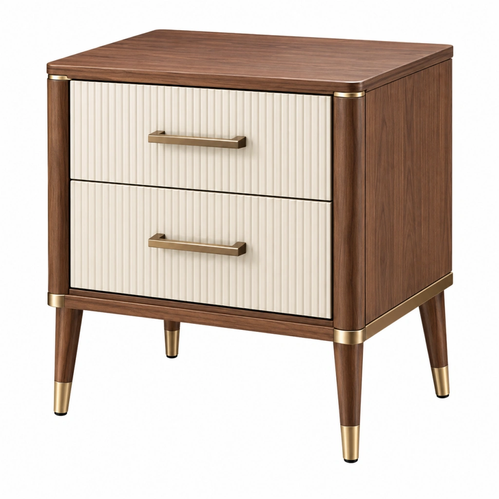 Nachttisch 50 x 40 x 60 cm Holz Braun Creme mit 2 Schubladen