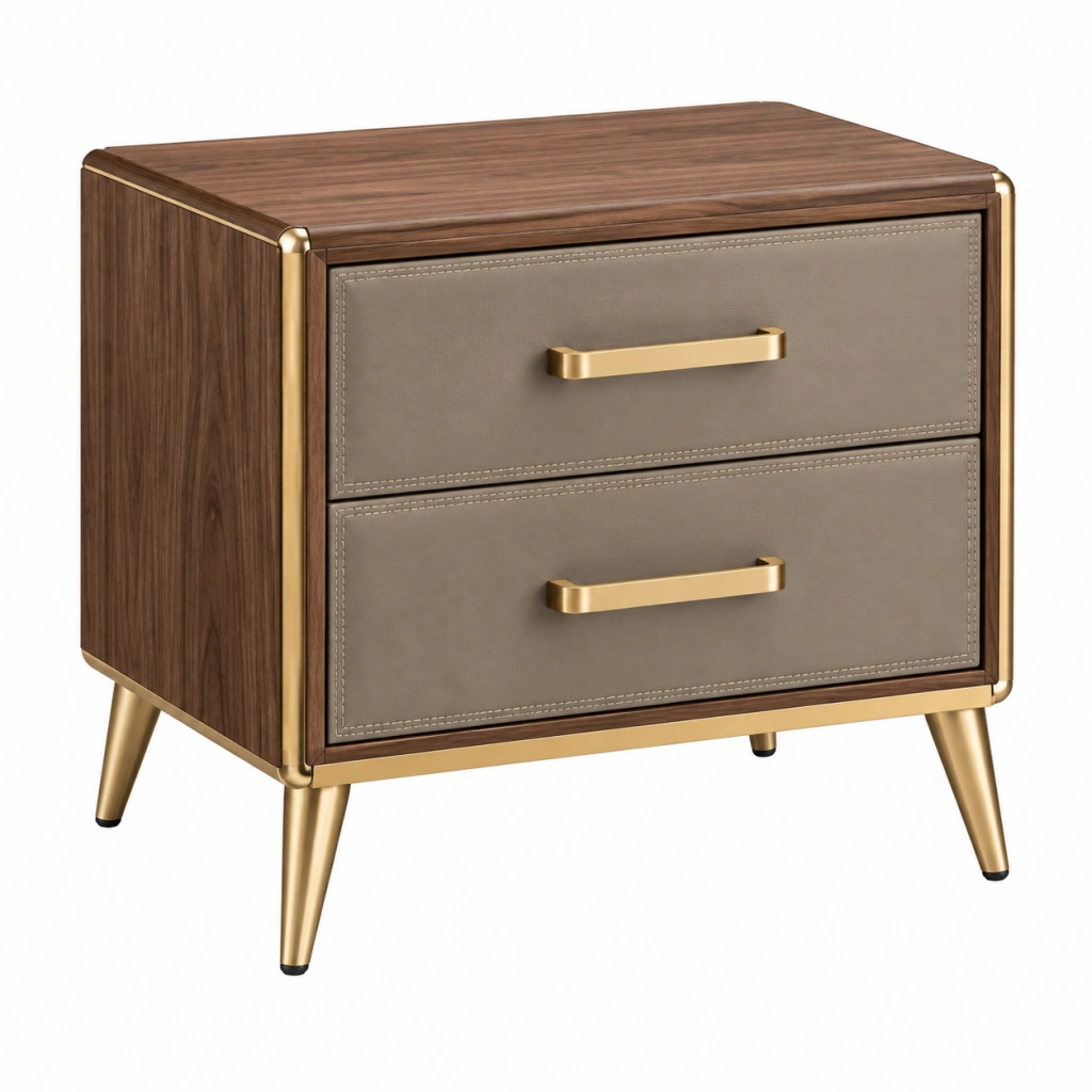Nachttisch 50 x 40 x 55 cm Holzdekor Taupe mit 2 Schubladen