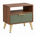 Nachttisch 50 x 40 x 60 cm Holzoptik Braun Grün mit Schublade und offenem Fach