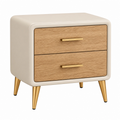 Nachttisch 50 x 40 x 55 cm Holzwerkstoff Beige Naturholz mit 2 Schubladen Modern