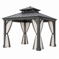 Pavillon 300 x 300 cm Metall Anthrazit mit Vorhängen und Dach
