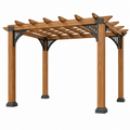 Gartenpergola 360 x 360 x 250 cm Holz Braun mit schwarzen Metallstreben für Terrasse und Garten