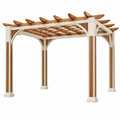 Pergola 300 x 300 x 240 cm aus Holz in Weiß und Naturbraun - Gartenpavillon mit offenem Lattendach