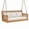 Hängesofa 160 x 75 x 75 cm aus Holz und Seil in Beige für den Außenbereich