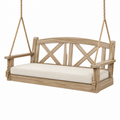 Hängesofa 180 x 65 x 75 cm Holz Beige mit Seilaufhängung im Landhausstil