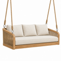 Hängesofa 150 x 75 x 65 cm Holz Beige für den Außenbereich mit Seilaufhängung